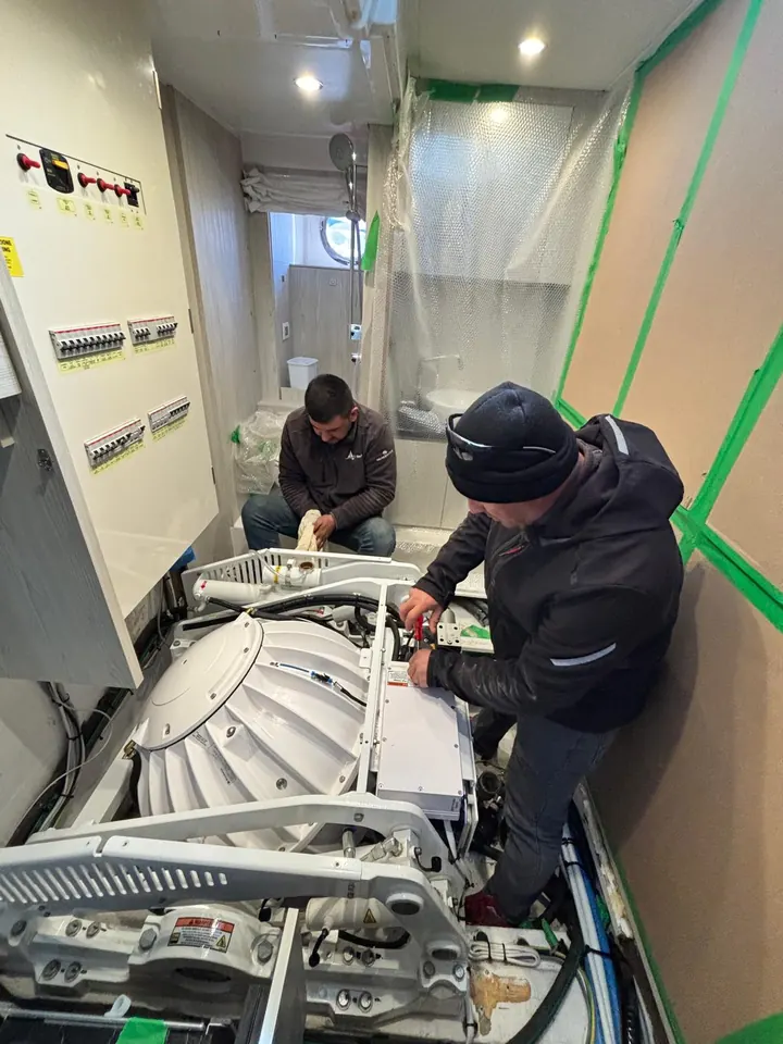 Installing a Seakeeper gyro stabilizer inside the boat